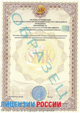 Образец сертификата соответствия (приложение) Бронницы Сертификат ISO 13485